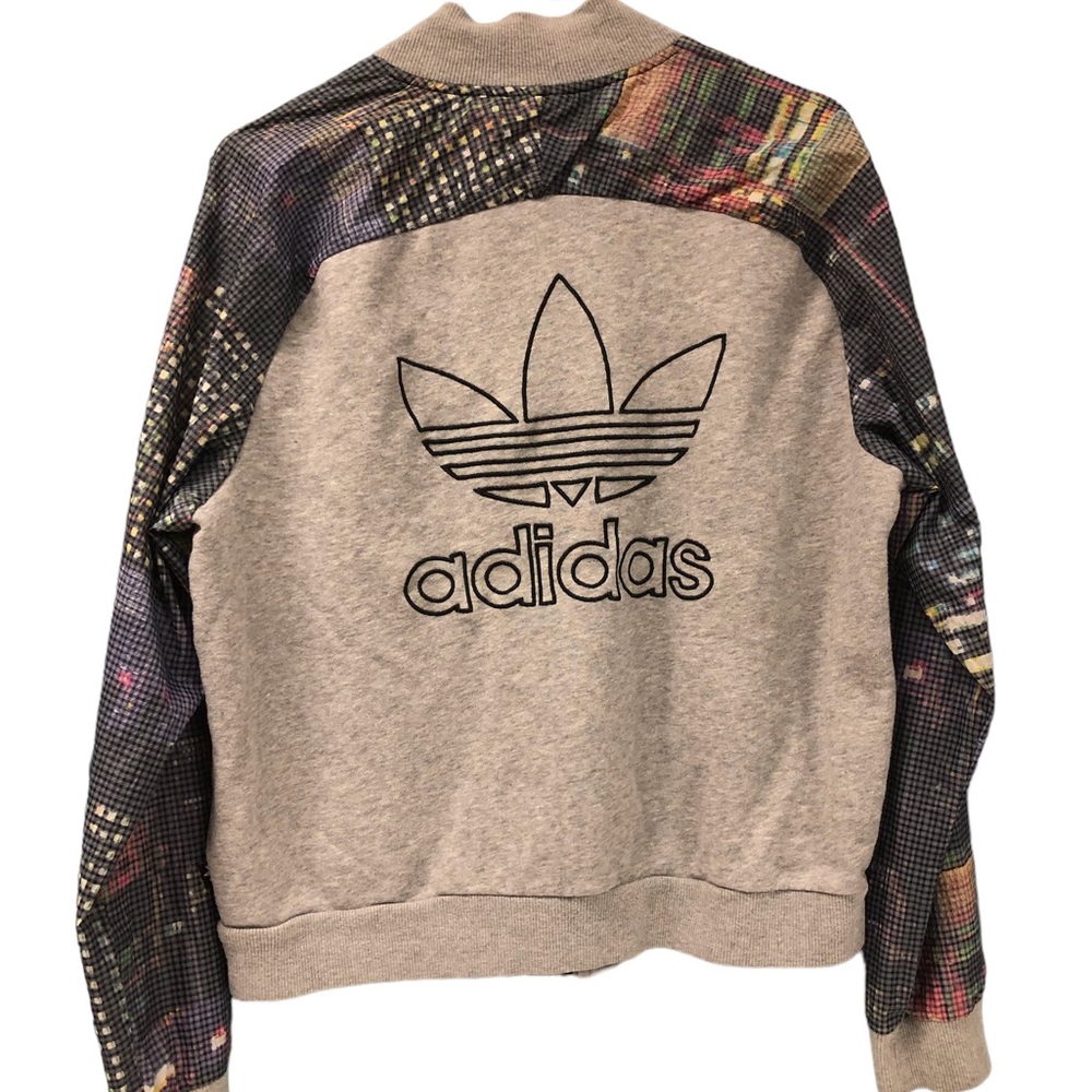 Adidas TKO Supper TT Zip Up Jacket M Grey Geometric Logo Three Stripes Life - Picture 4 of 7